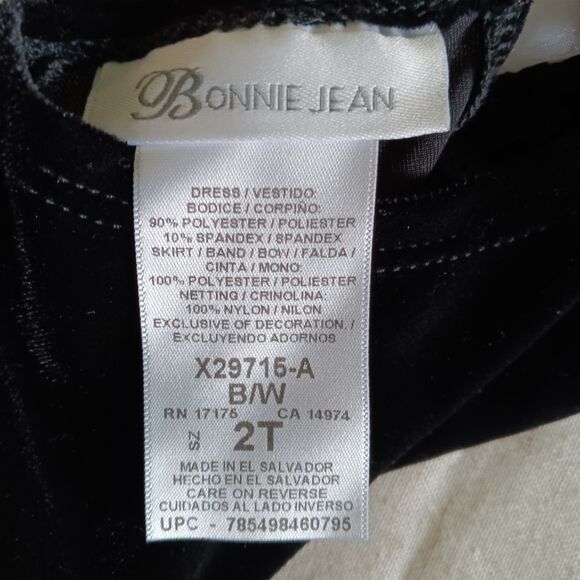 Bonnie Jean 2T Fluffy Ruffled Flared Black & White Velvet Holiday Poodle Dress - Picture 7 of 7